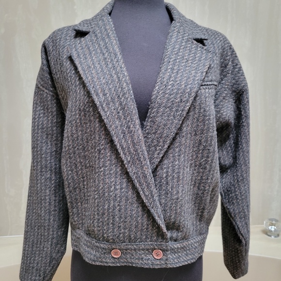 Vintage 100% Pure Virgin Wool 2 Waist-button Blazer Lrg - Picture 1 of 7